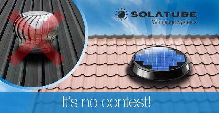 Solatube solar roof ventilation compared with a traditional whirlybird